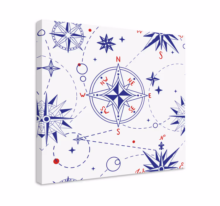 Tablou harta lumii design stea compas - TenStickers