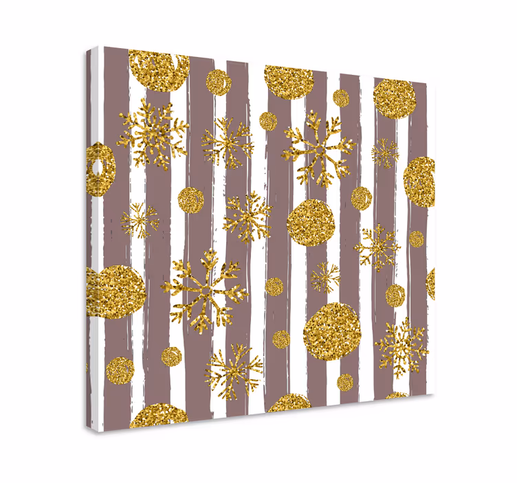 Tablou ornamental cu modele de fulgi de nea aurii - TenStickers