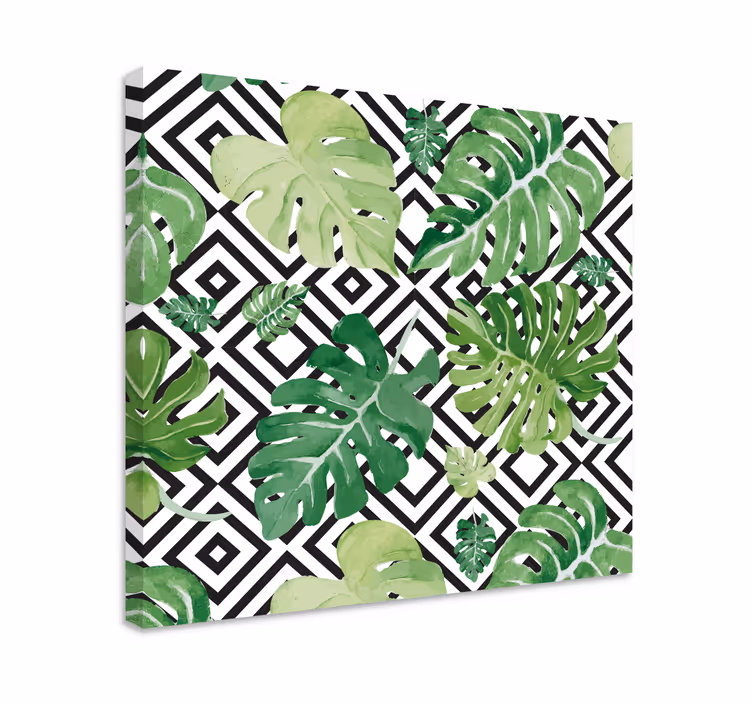Monstera lasă amprente de pânză cu model geometric - TenStickers