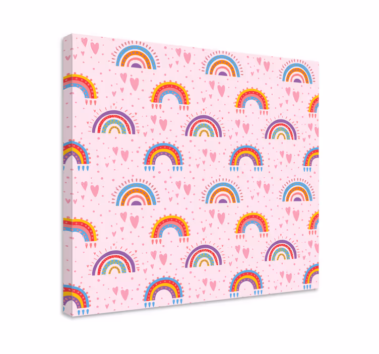 Puncte roz și pânze colorate de creșă curcubee - TenStickers