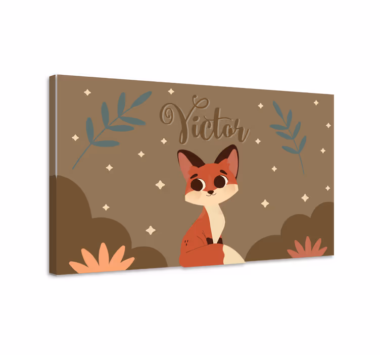 Tablou dinozauri ilustrație cu vulpe drăguță - TenStickers