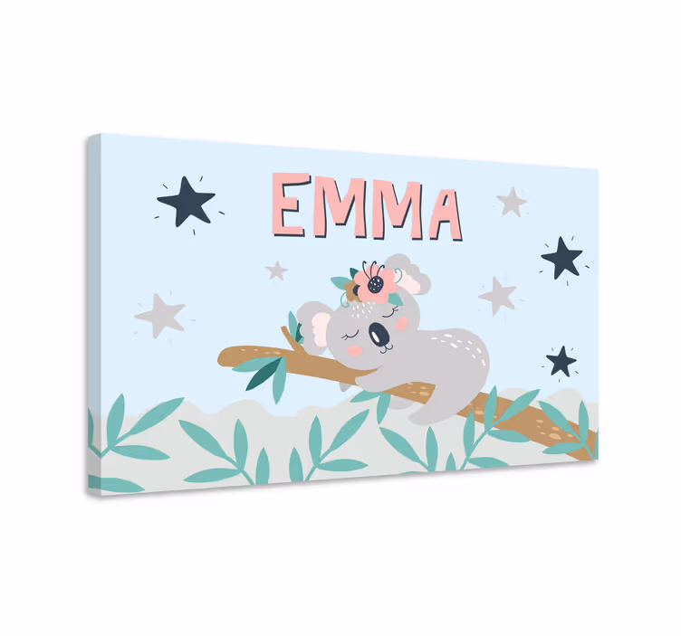 Drăguț koala pentru fată pânză personalizată - TenStickers