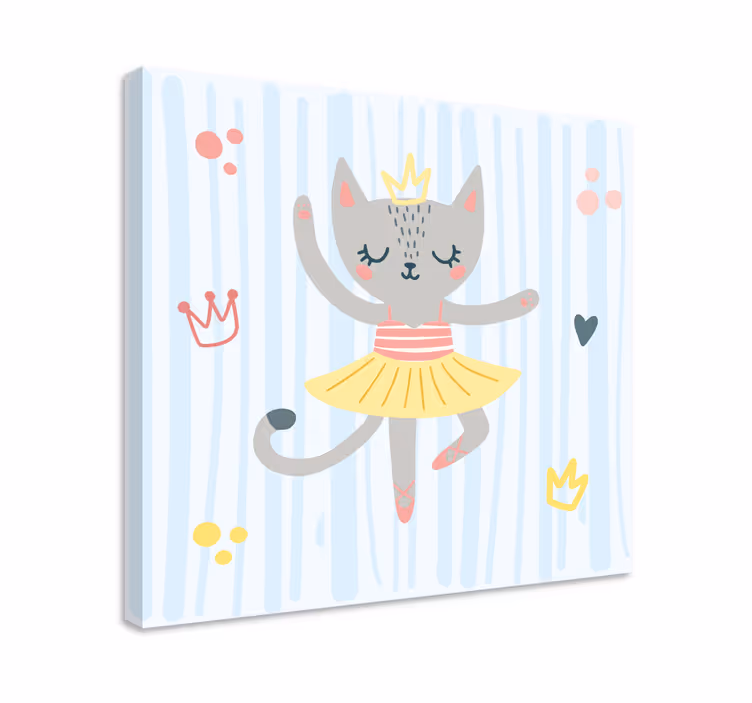 Pisică balerina desene animate pânză pepinieră - TenStickers