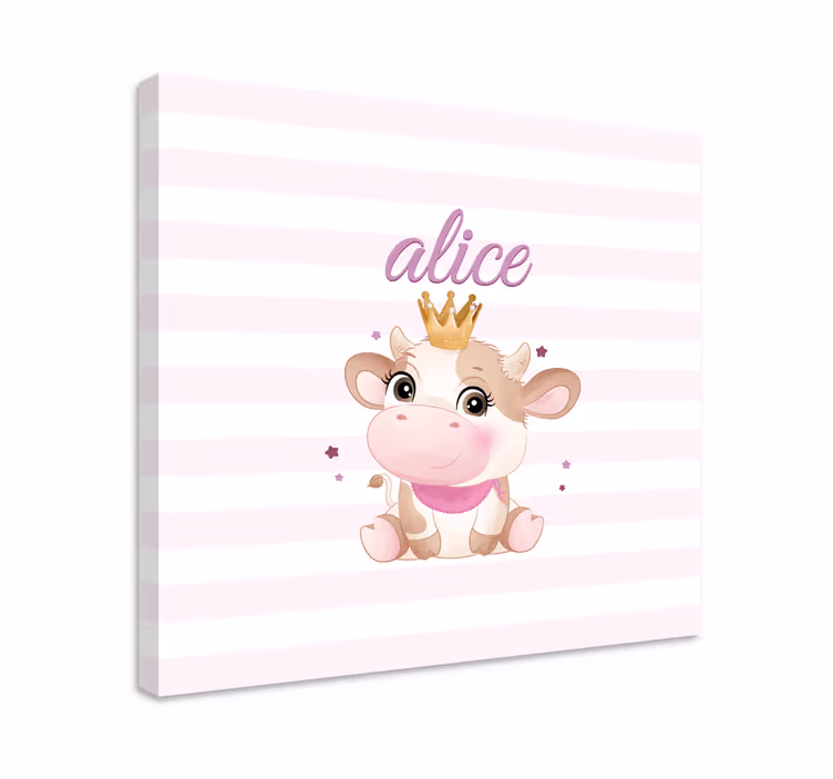 Drăguță vaca pentru fată cu pânză personalizată cu nume - TenStickers