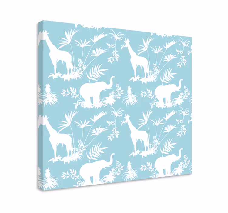 Tablou elefanți elefant și girafă - TenStickers