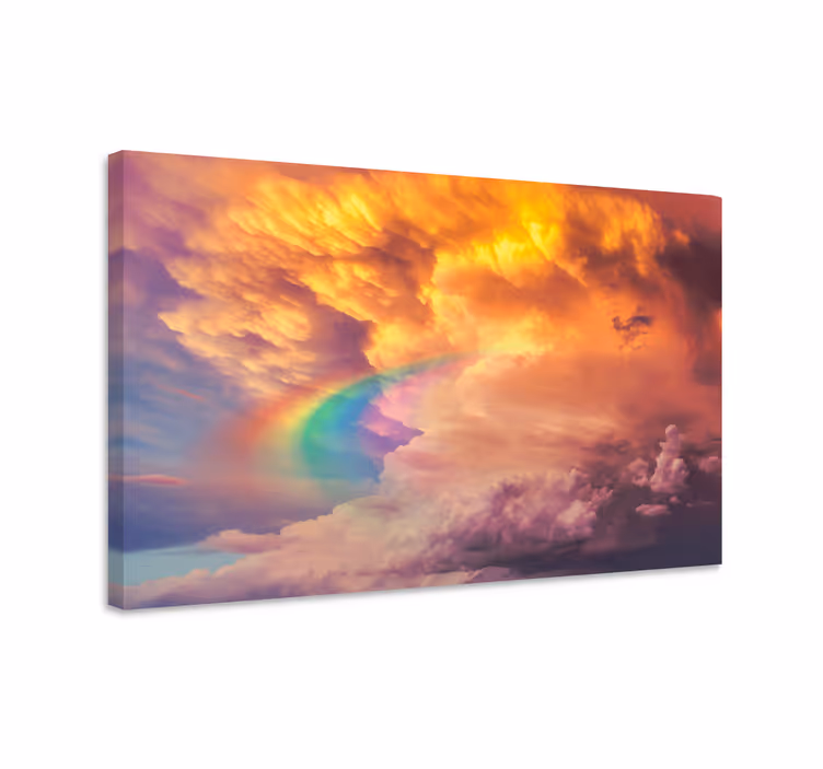 Tablou peisaje peisaj cu nori și curcubeu vibrant - TenStickers