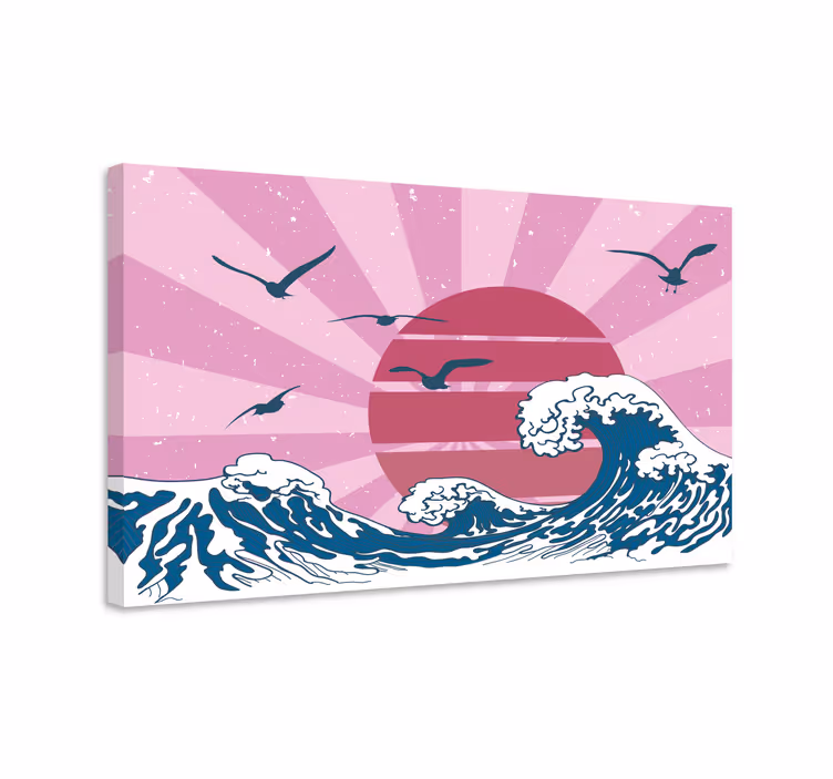 Marele val retro roz pânză retro - TenStickers