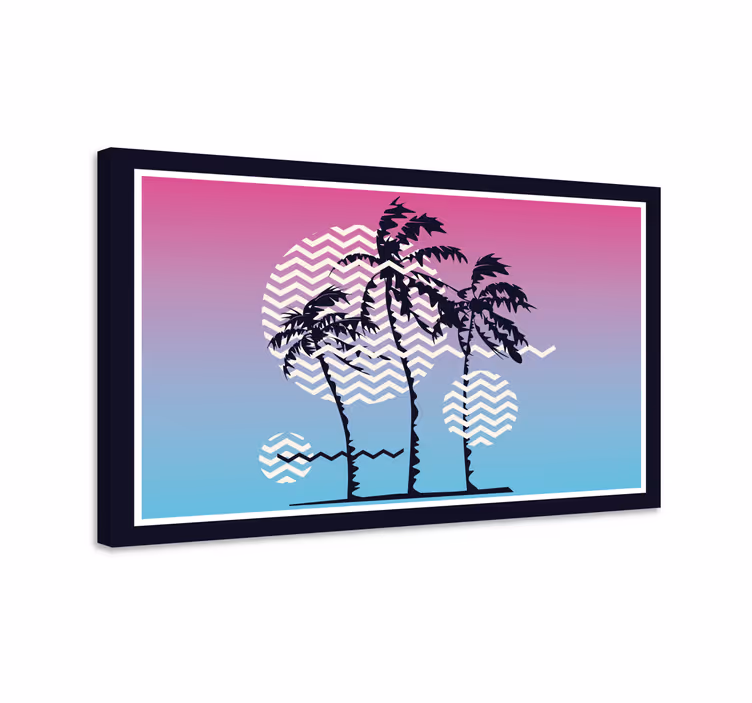 Retro sunset palmiers retro canvas - TenStickers