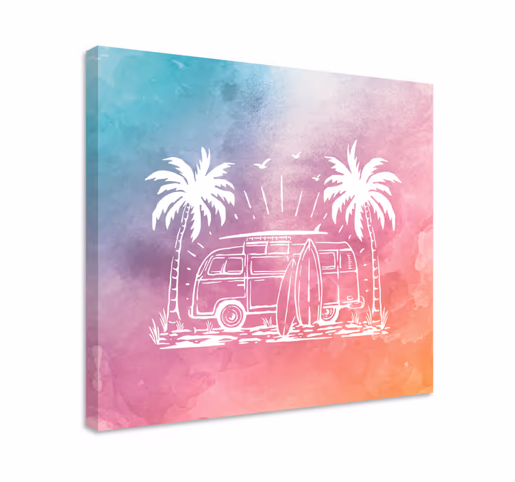 Tablou orașe microbuz retro pentru surfing - TenStickers