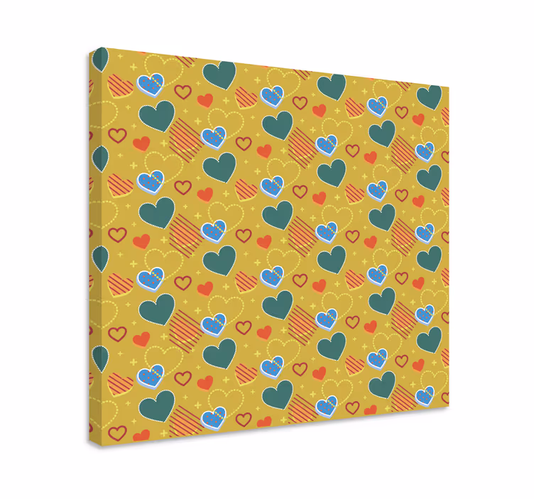 Desen animat colorat inimi model pânză retro - TenStickers