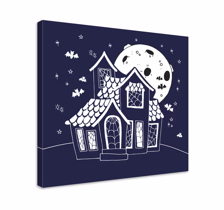 Tablou peisaje silueta casă bântuită - TenStickers
