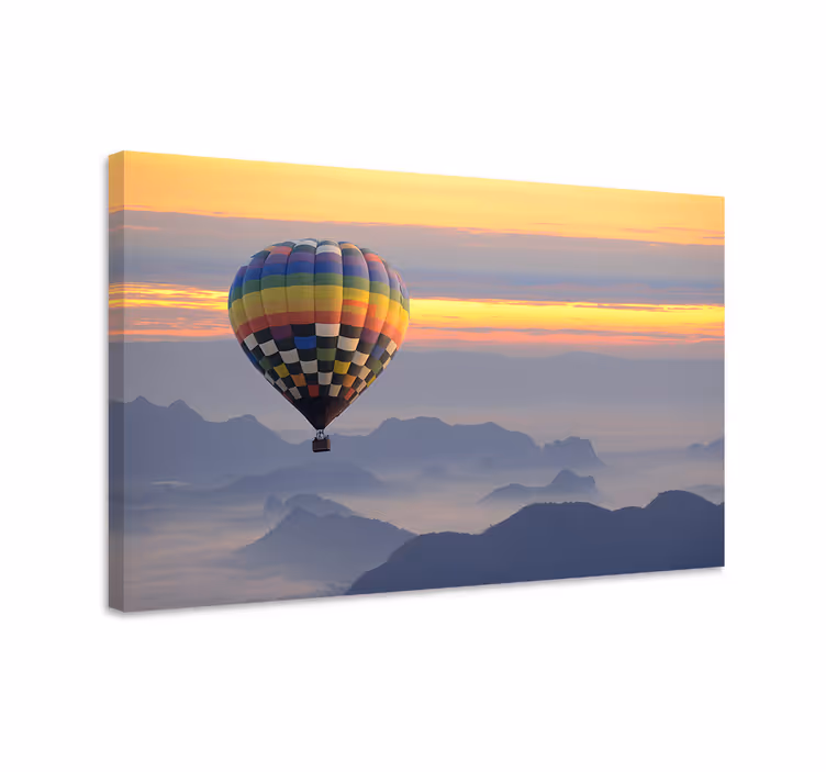 Tablou peisaje cu balon cu aer cald colorat - TenStickers