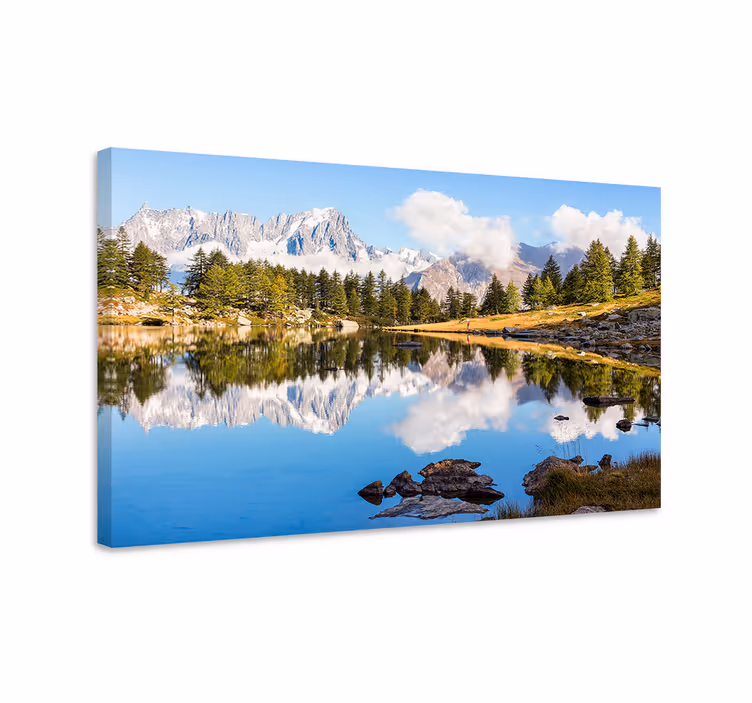 Lac cu pânză de peisaj reflecție pădure - TenStickers