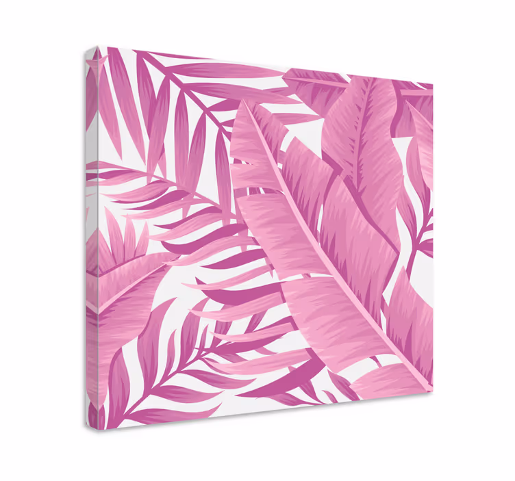 Tablou flori şi plante frunze tropicale roz - TenStickers