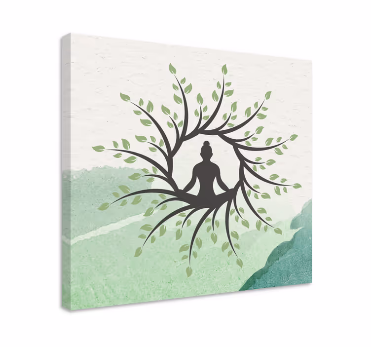 Copac yoga poza acasă amprente de pânză - TenStickers
