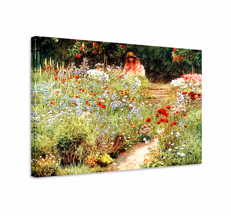 Tablou flori şi plante fata printre flori - TenStickers