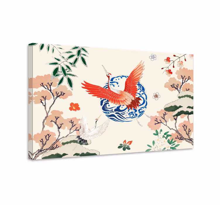Pânză retro roșie chinoiserie - TenStickers