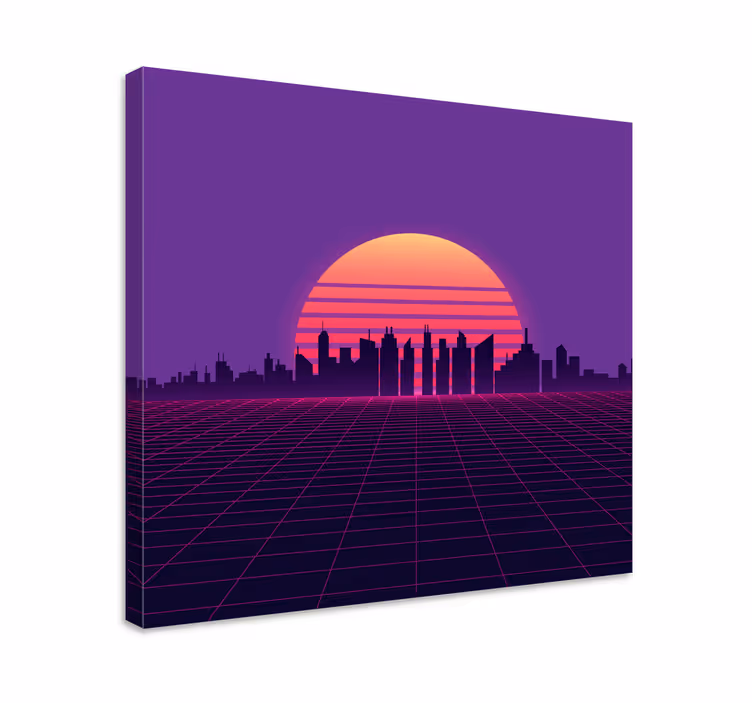 Pânză retro în stilul anilor 80 vaporwave sunset - TenStickers