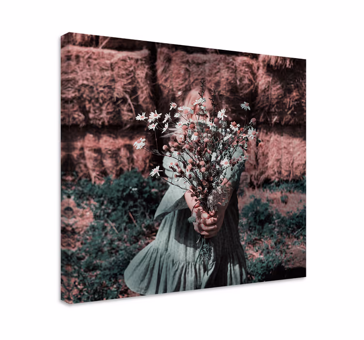 Tablou flori şi plante fată cu flori - TenStickers