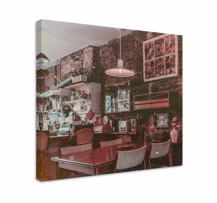 Tablou orașe scenă de cafenea vintage - TenStickers