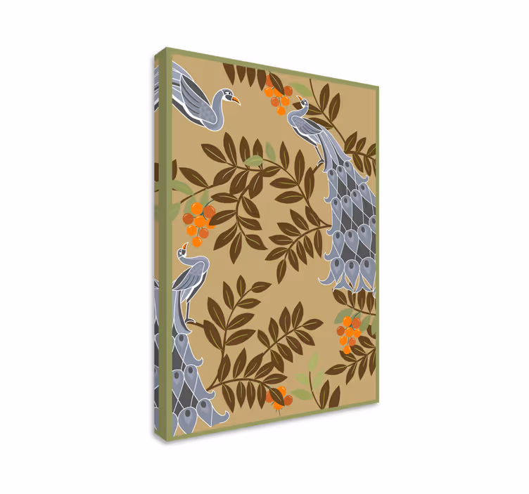 Tablou flori şi plante design elegant cu păsări - TenStickers