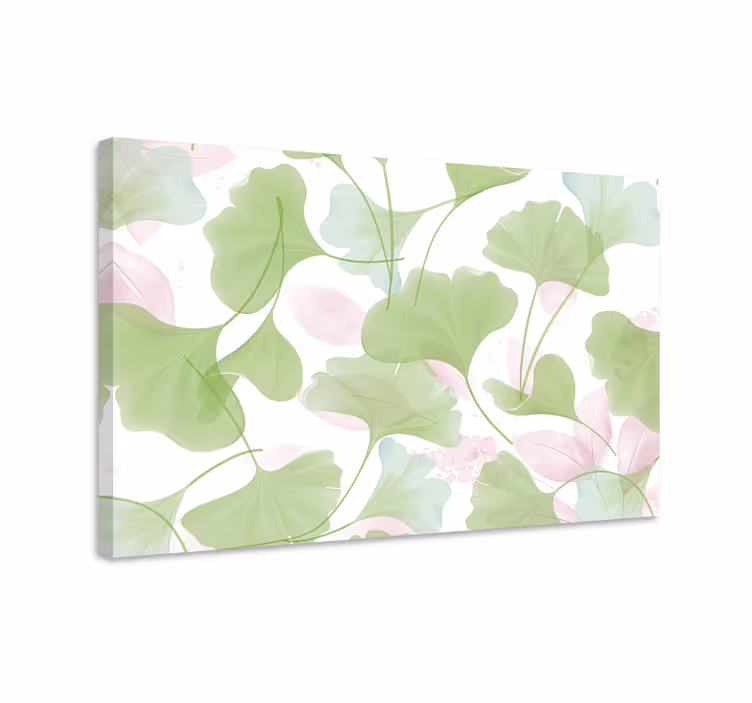 Tablou flori şi plante cu motiv de frunză de ginkgo - TenStickers
