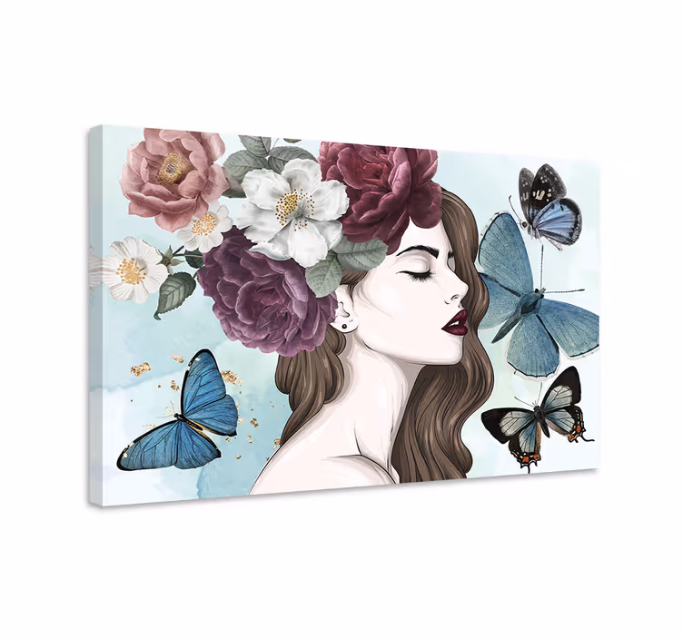 Tablou flori şi plante eleganță florală cu fluturi - TenStickers