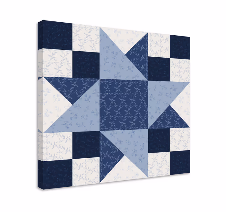 Patchwork stea albastră design geometric pânză - TenStickers