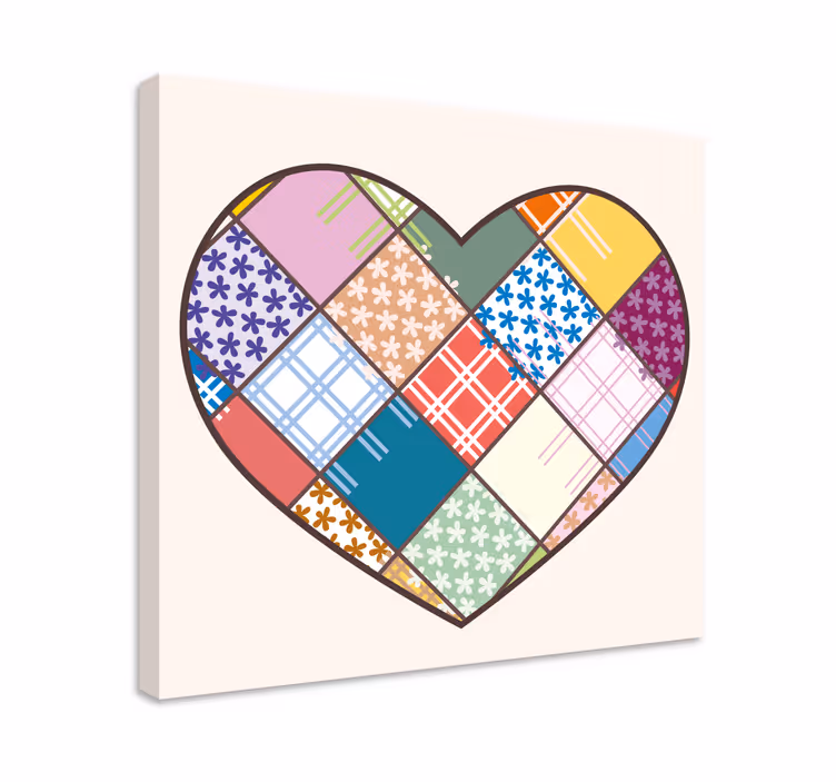 Tablou motivațional design patchwork inimă - TenStickers