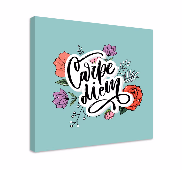 Pânză cu model floral carpe diem roz - TenStickers