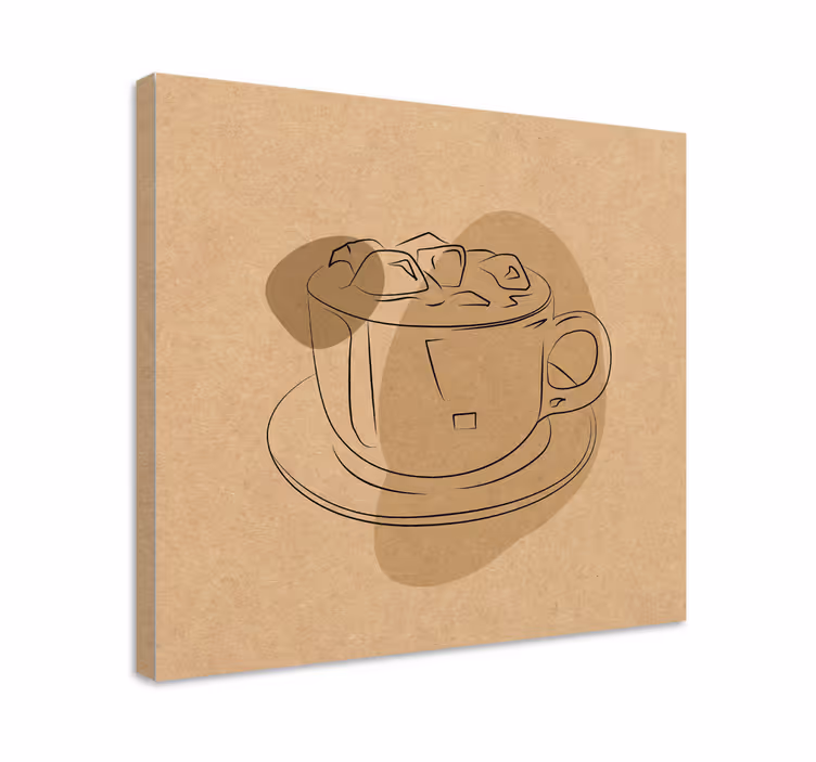 Tablou flori şi plante ilustrație cană de cafea - TenStickers