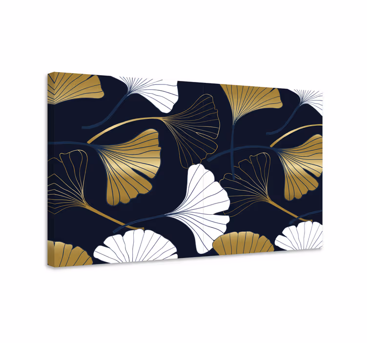 Tablou flori şi plante cu motive de frunze de ginkgo - TenStickers