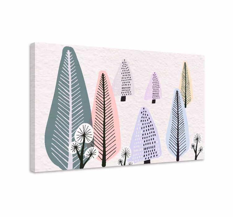 Tablou copaci pădure scandinavă colorată - TenStickers