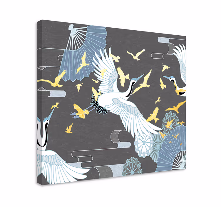 Cadru asiatic zborul elegant al cocorilor - TenStickers