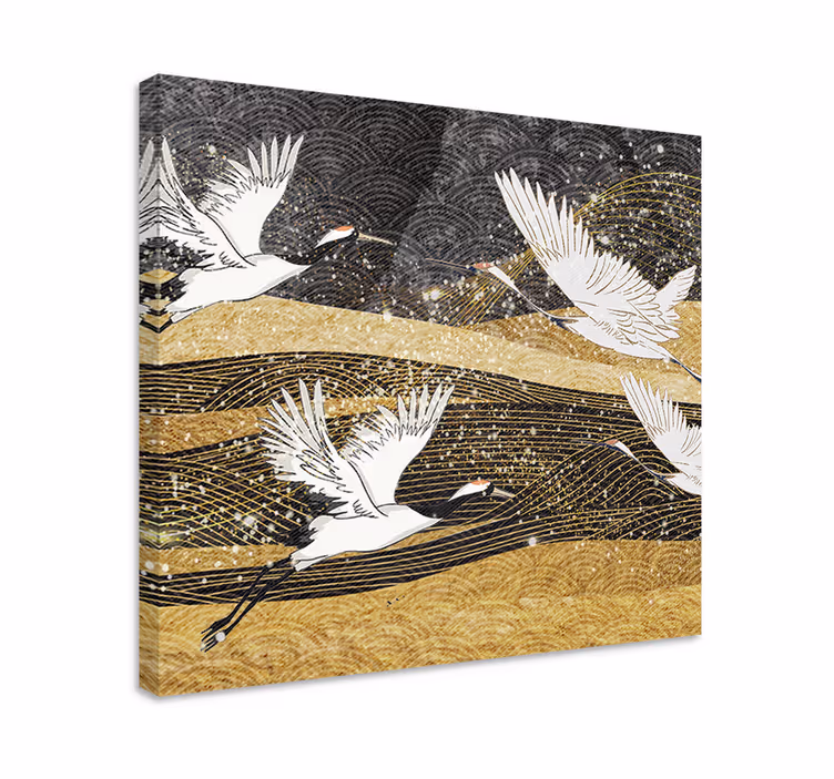 Tablou flori şi plante zborul grațios al cocorilor - TenStickers