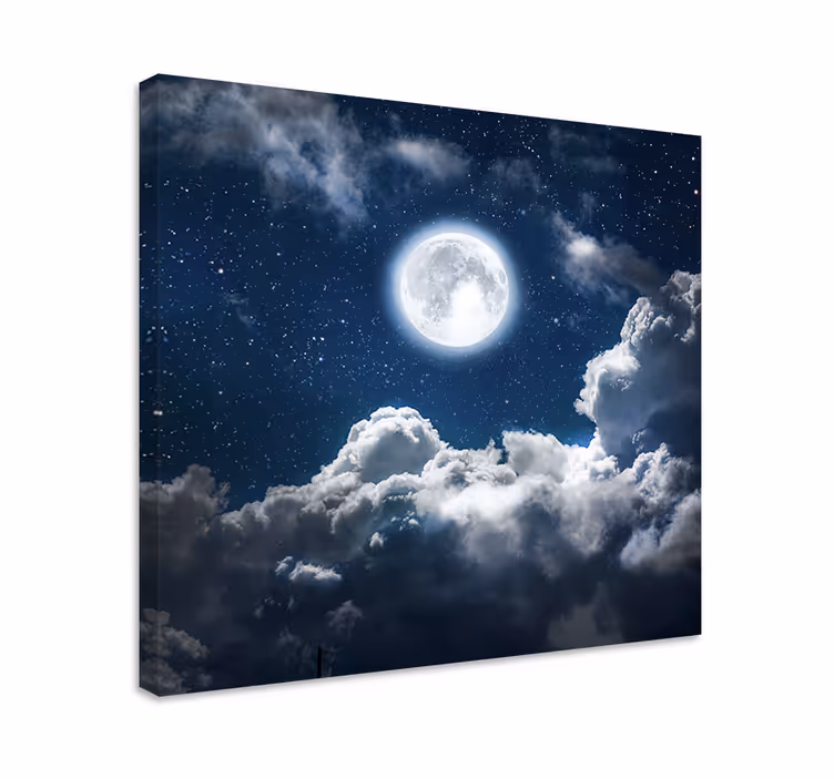 Pânză frumoasă de noapte cu lună și nori - TenStickers