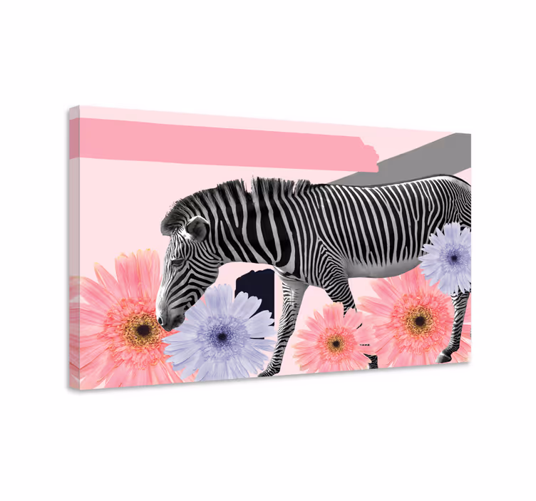 Tablou animale zebra printre flori - TenStickers