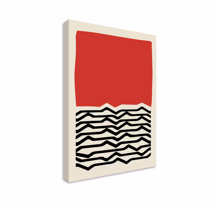 Tablou abstract linii roșii ondulate - TenStickers