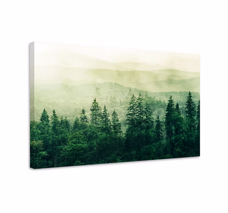 Verde pădure deal copac peisaj pânză - TenStickers