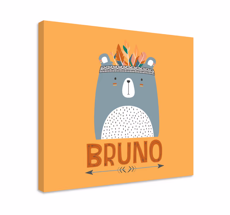 Tablou cameră pentru copii urs nordic cu nume - TenStickers