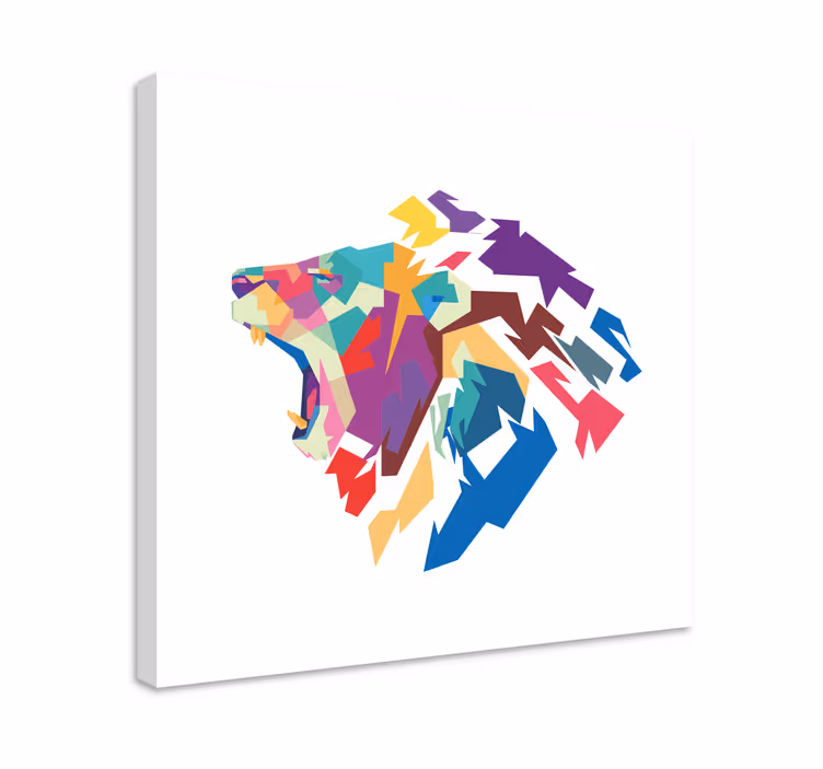 Tablou animale cap de leu colorat - TenStickers