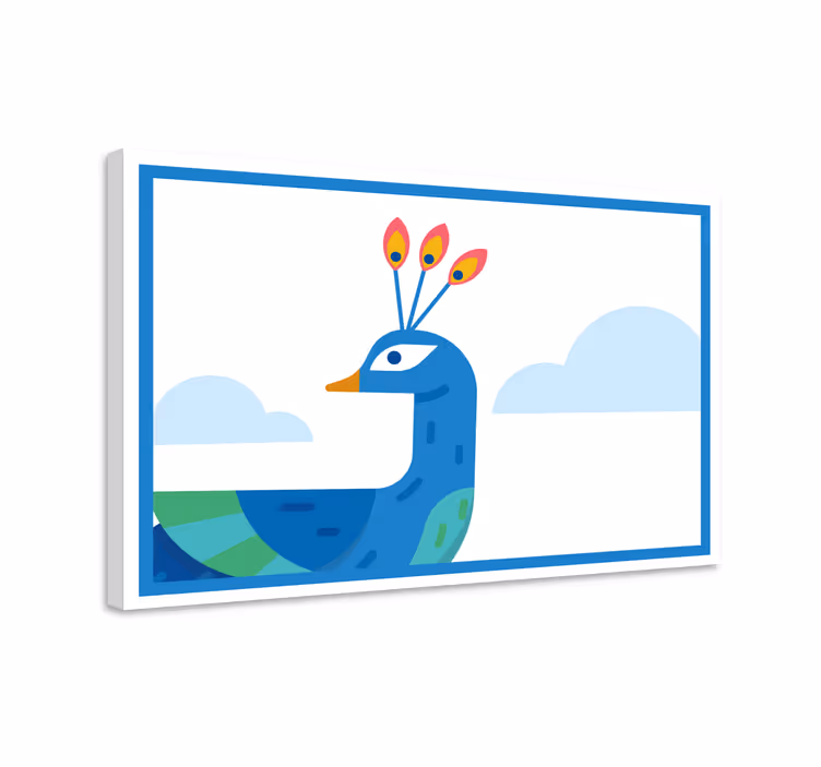 Tablou animale paun albastru stilizat - TenStickers