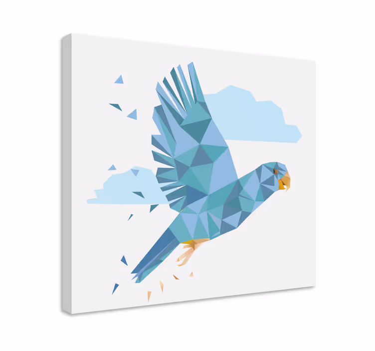 Geometric-animale albastru drăguț papagal pasăre pânză - TenStickers