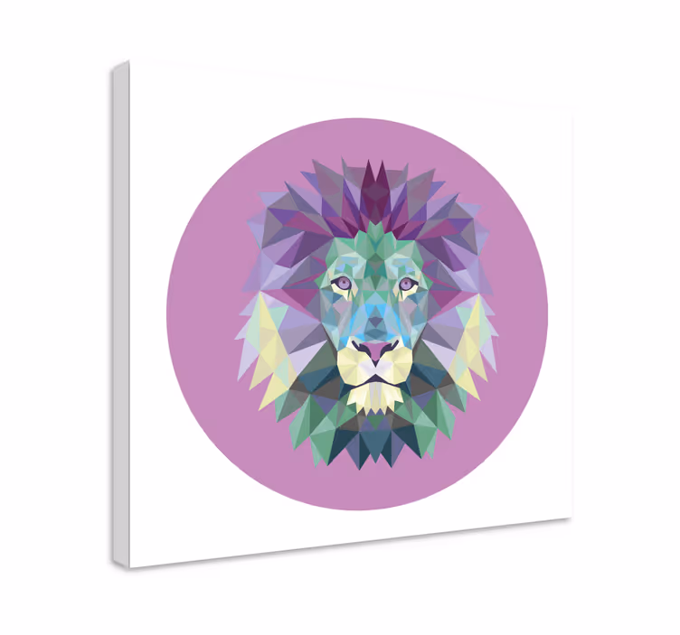 Tablou animale geometrie cap de leu - TenStickers