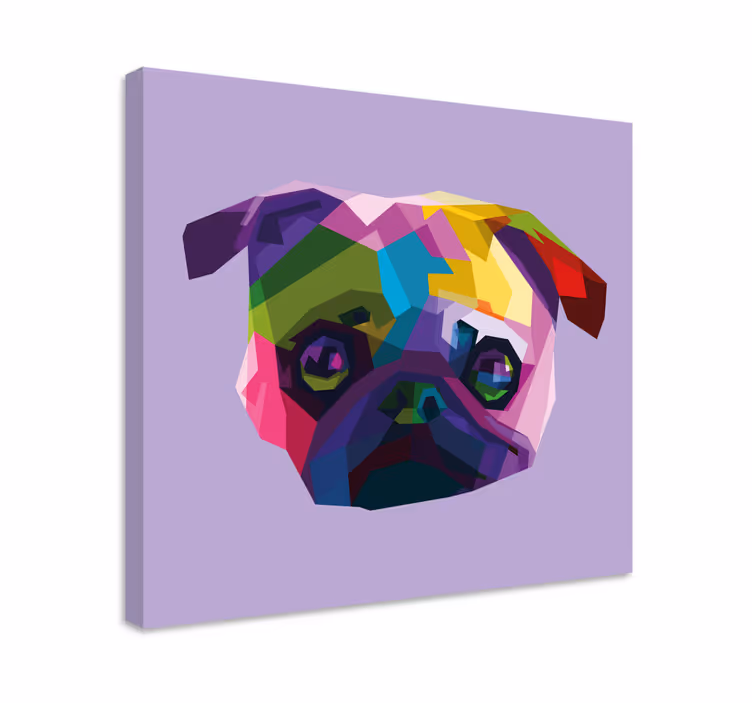 Geometric-animale pug câine imprimeuri pe pânză - TenStickers