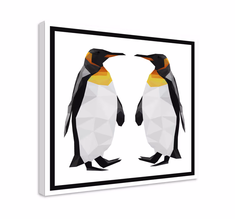 Tablou 3d pinguini geometrici doi - TenStickers