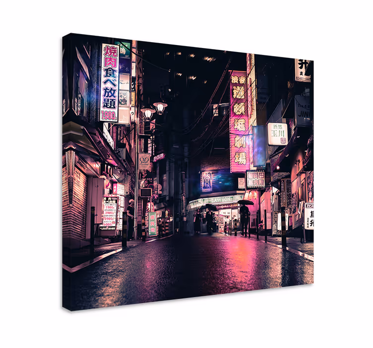 Tablou orașe străzi neon din oraș - TenStickers