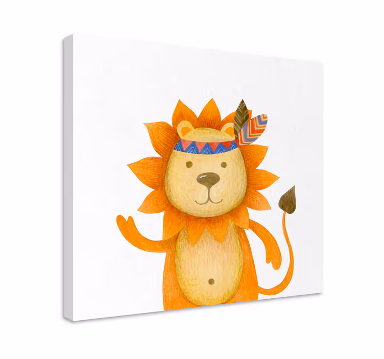 Imprimeuri pe pânză cu animale de leu desenat din desene animate - TenStickers