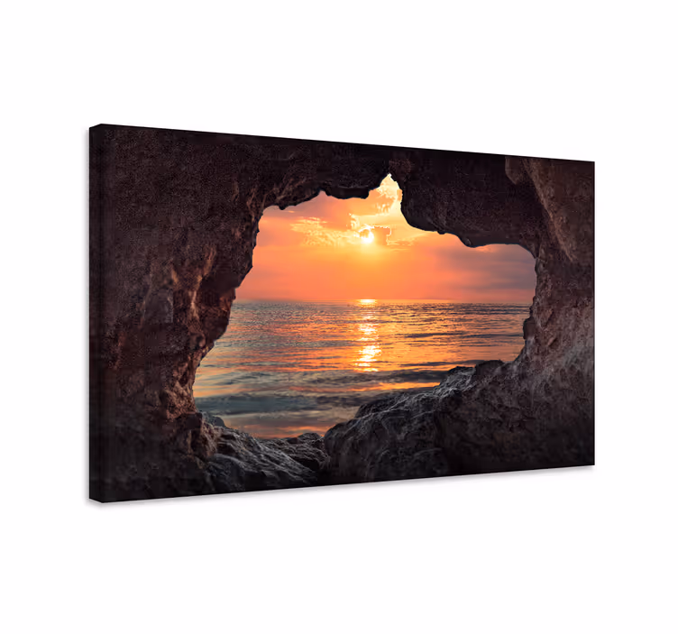 Pânză 3d peșteră răsărit ocean peisaj - TenStickers