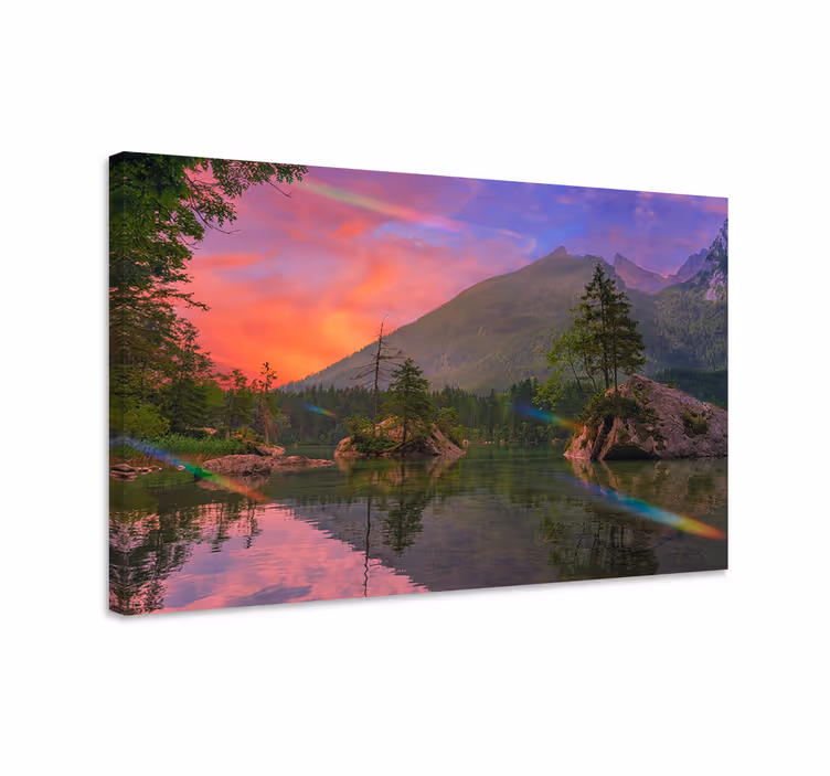 Tablou peisaje reflectarea munților în liniște - TenStickers